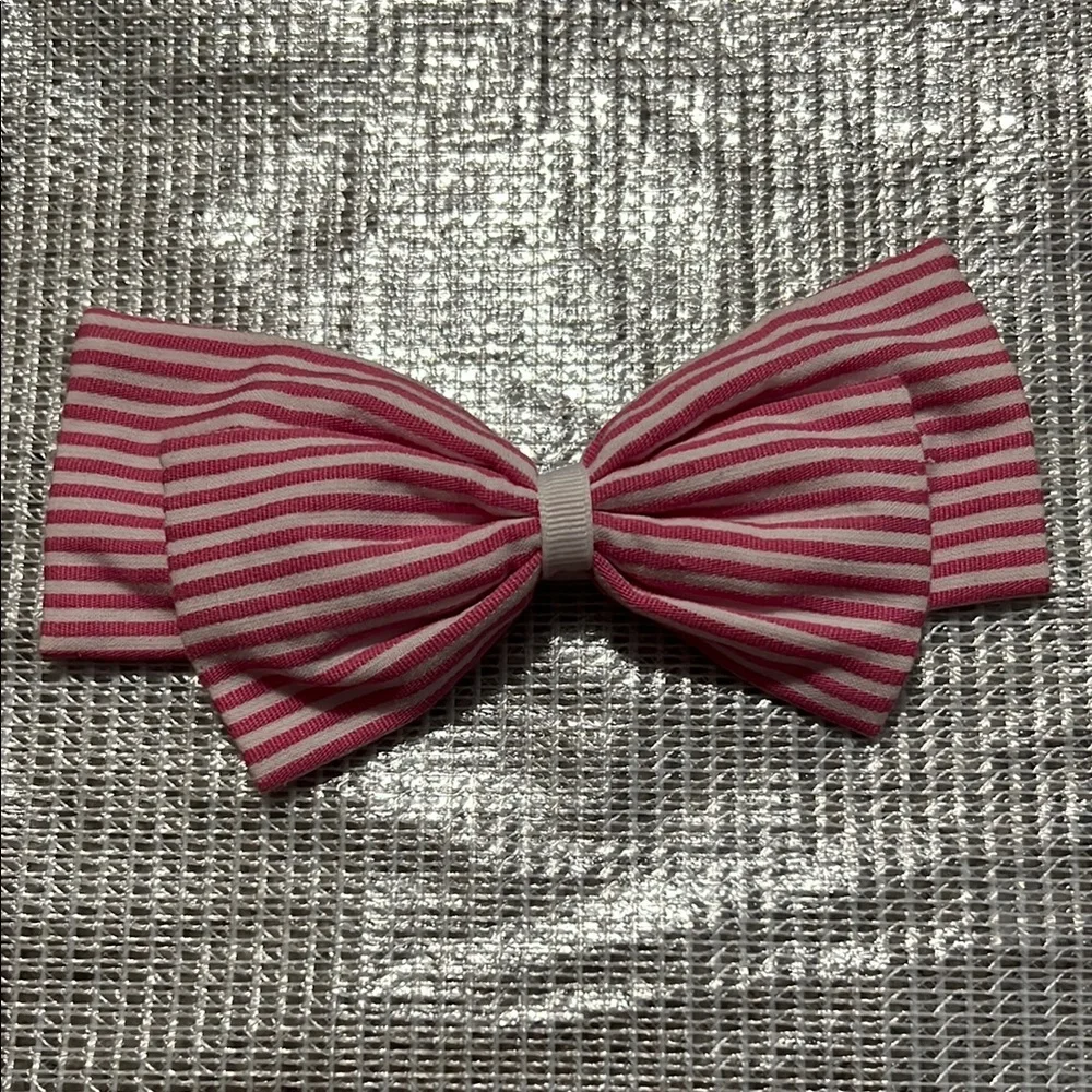 Janie and Jack Pink and White Striped Hair Bow